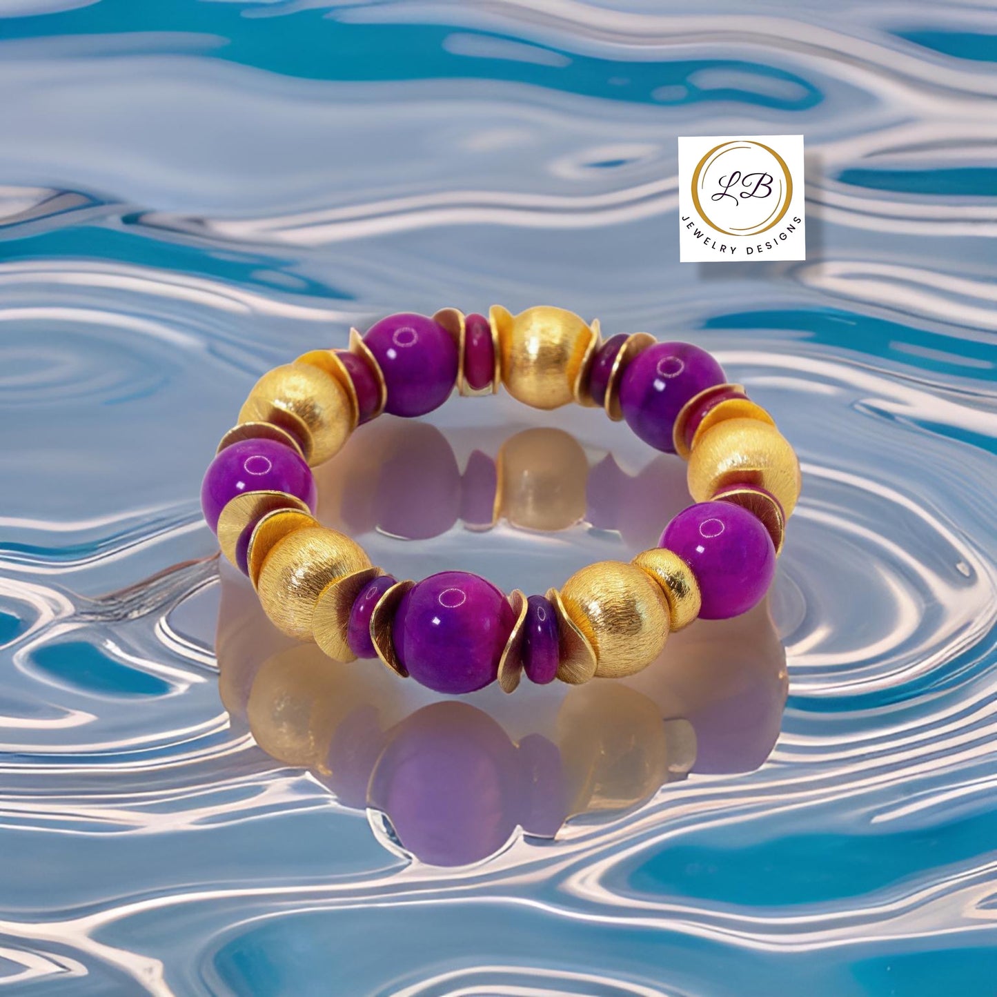 Violet Purple Sugilite Gemstone 18k Brushed Gold Vermeil Bracelet