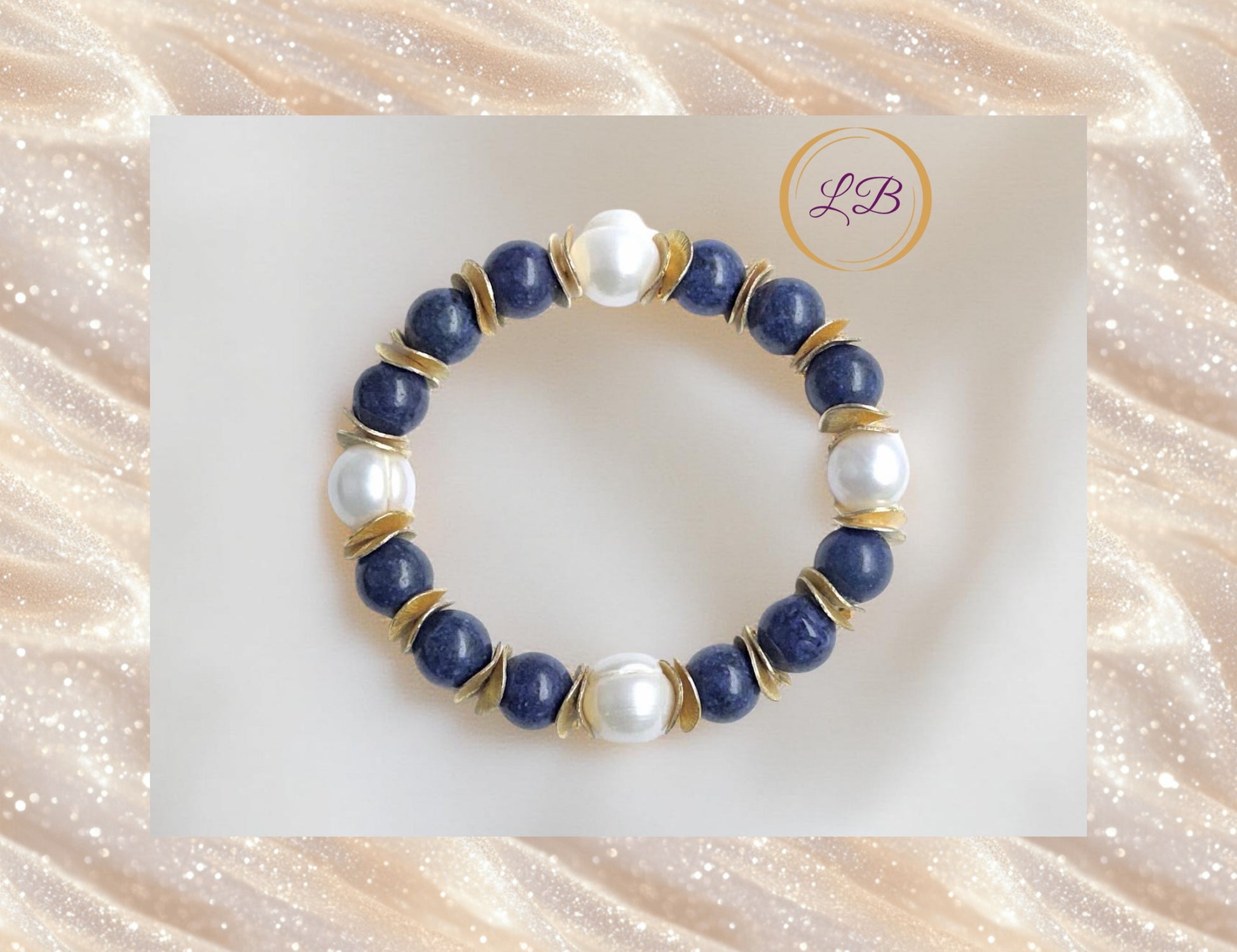 Lapis Lazuli & Pearl Beaded Bracelet