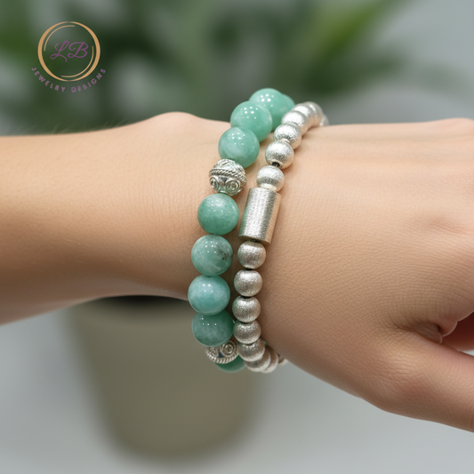 Amazonite & Silver Bracelet Stack