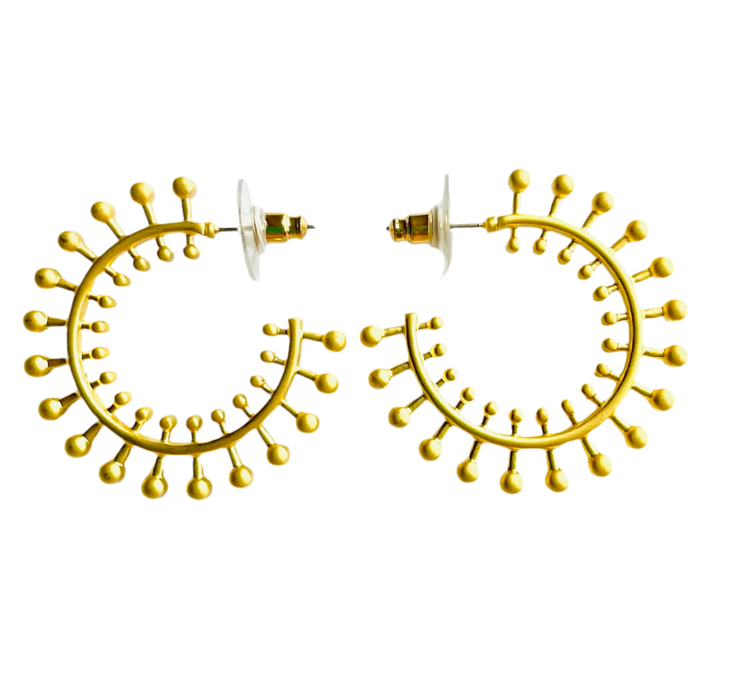 Lovely 22K Gold Vermeil Statement Earrings with Bali Granular Details