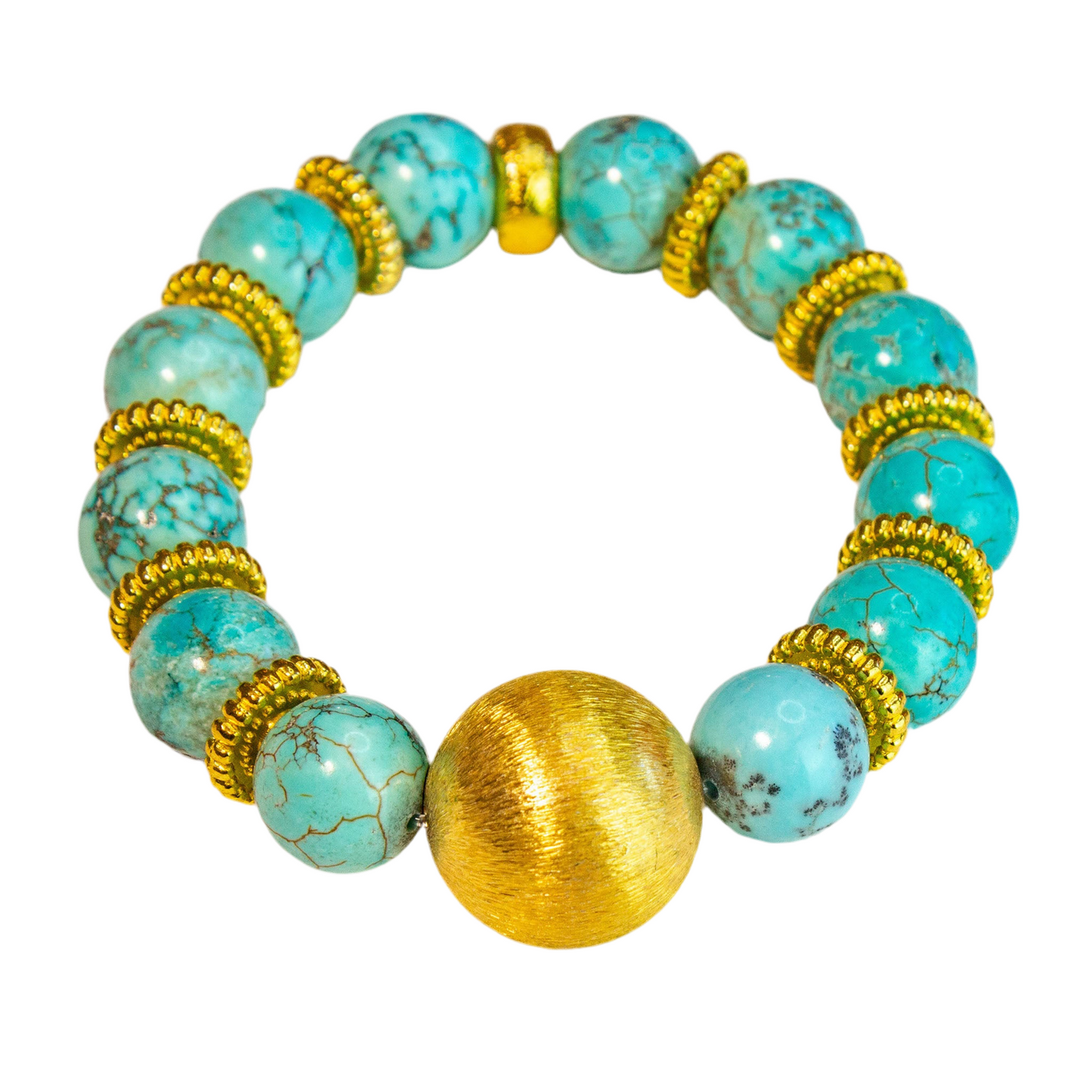 Turquoise Gemstone Brushed Gold Vermeil Bracelet