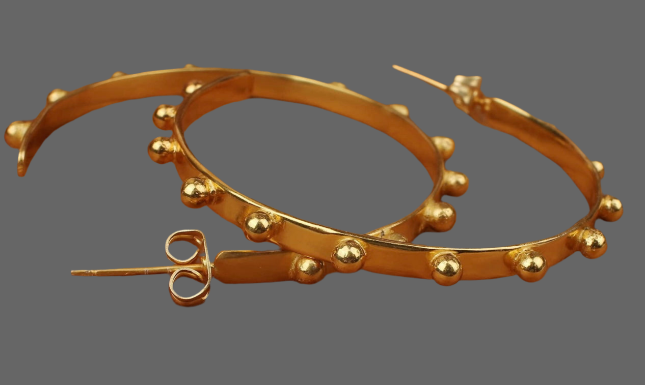 Gold Hoop Dot-Design Earrings