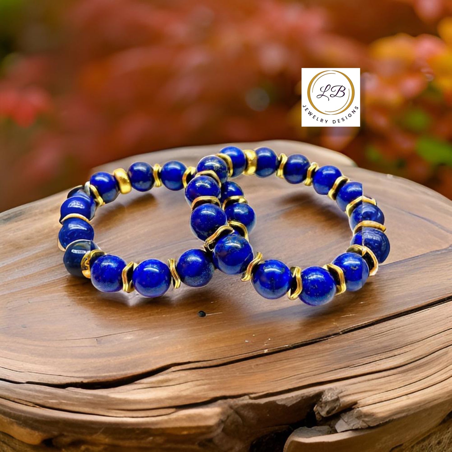 Classic Lapis Lazuli Gemstone Gold Beaded Bracelet