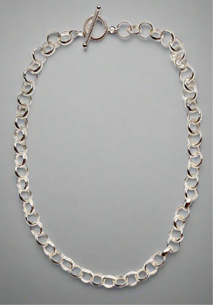 Silver Chain Rolo Cable Necklace 18”
