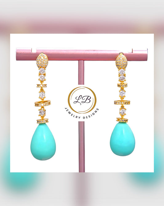 Sleeping Beauty Turquoise Dangle Earrings 1.8”