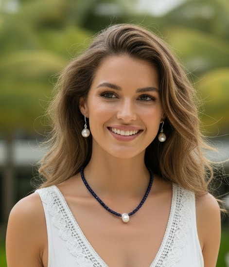 Capri Cobalt Blue Spinel & Freshwater Pearl Necklace – Coastal Luxury Gemstone Necklace