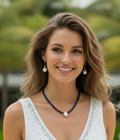 Capri Cobalt Blue Spinel & Freshwater Pearl Necklace – Coastal Luxury Gemstone Necklace