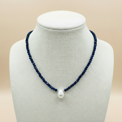 Capri Cobalt Blue Spinel & Freshwater Pearl Necklace – Coastal Luxury Gemstone Necklace