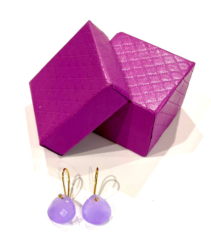Briolette-Cut Light Purple Chalcedony Dangle Earrings