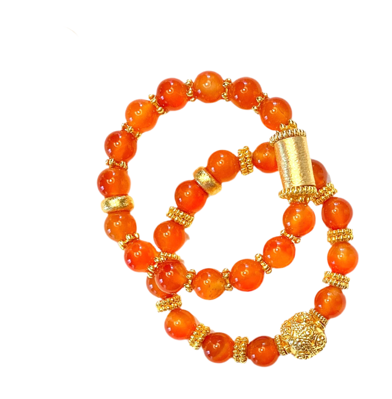 Orange Carnelian & 18k Gold Vermeil Bali Beaded Bracelet