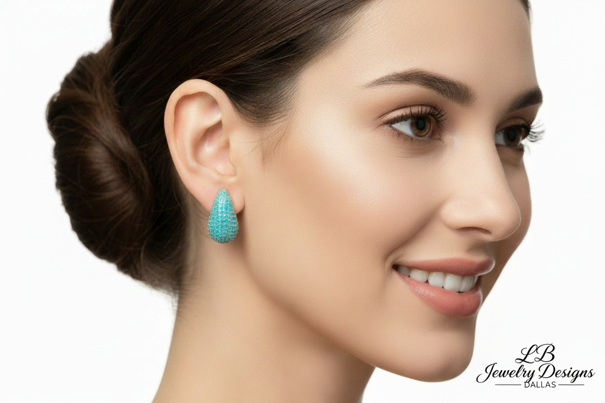 Gold Pavé CZ Water Drop Statement Earrings – 14K Gold Plated Crystal Teardrop Earrings