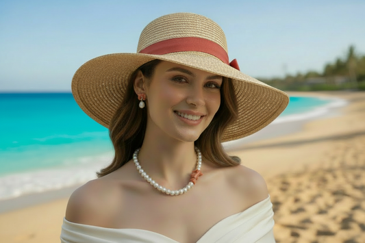 Amalfi Coral Pearl Necklace – Freshwater Pearl & Sculptural Coral Statement - Luxury Coastal Jewelry by Laura B. Smith