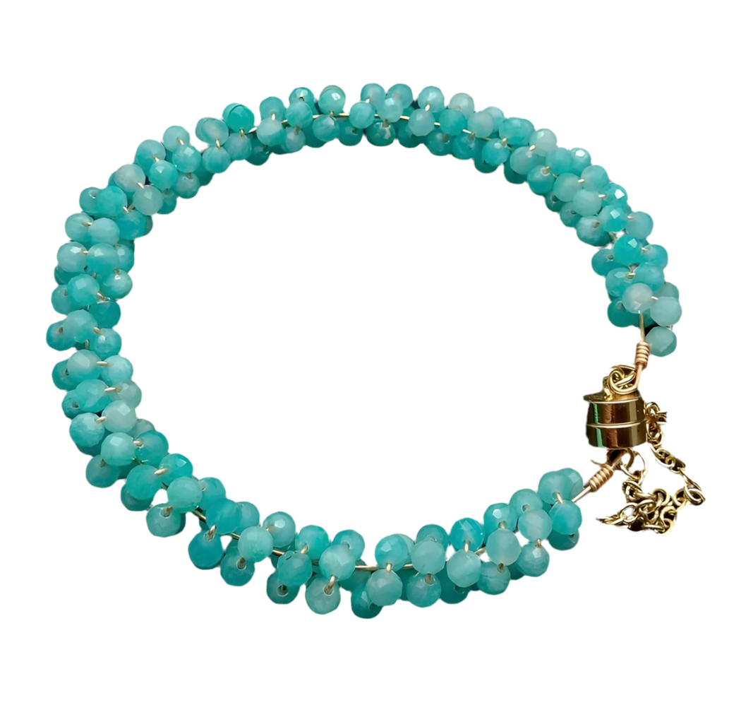 Blue Larimar Gemstone Bracelet with Magnetic Clasp