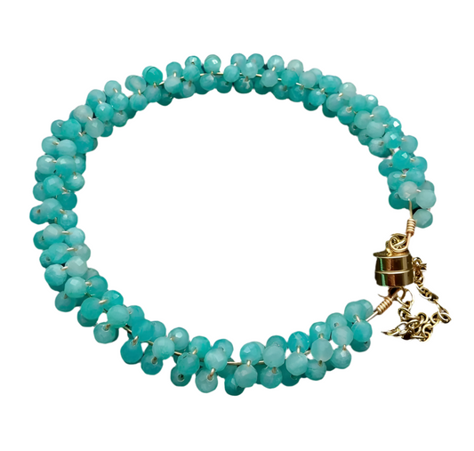 Blue Larimar Gemstone Bracelet with Magnetic Clasp