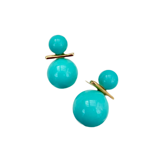 Colorful Double-Drop Turquoise Shell Stud Earrings