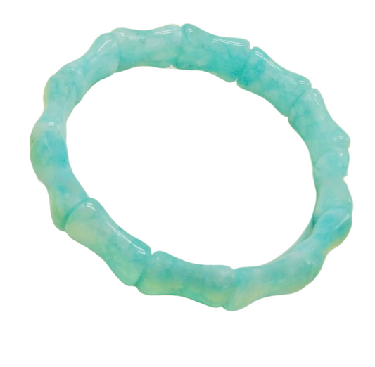 Icy Aquamarine Gemstone Bamboo Bangle Bracelet