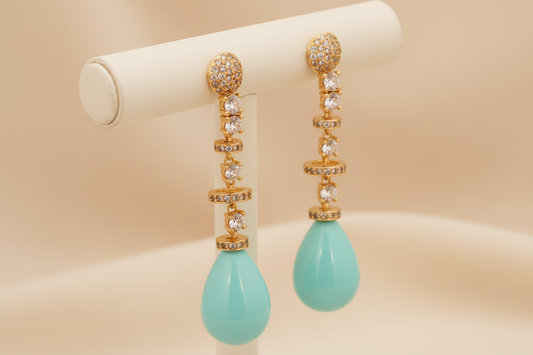 Capri Sleeping Beauty Turquoise Pavé Drop Earrings