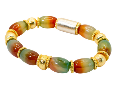 Agate Gemstone Bracelet with Brushed Gold Vermeil