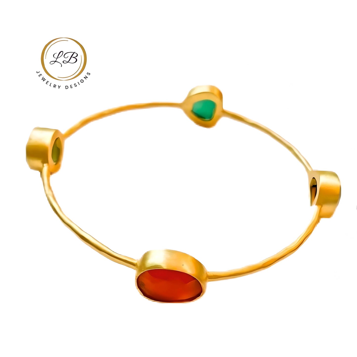 Timeless Gold Vermeil Multi-Gemstone Bangle Bracelet 7.5”