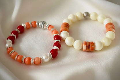 Capri Rosso Coral & Ivory Branch Statement Necklace with Coordinating Bracelet Set