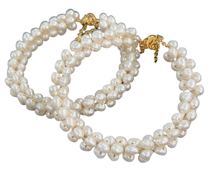 Freshwater Pearl Bangle Bracelet with Magnetic Clasp