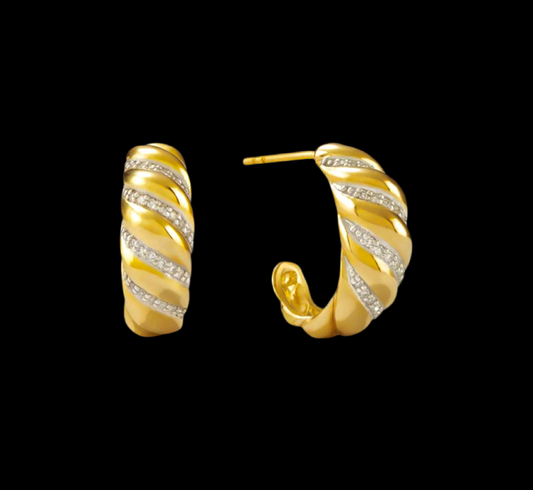 Gold Hoop Croissant-Shaped Earrings