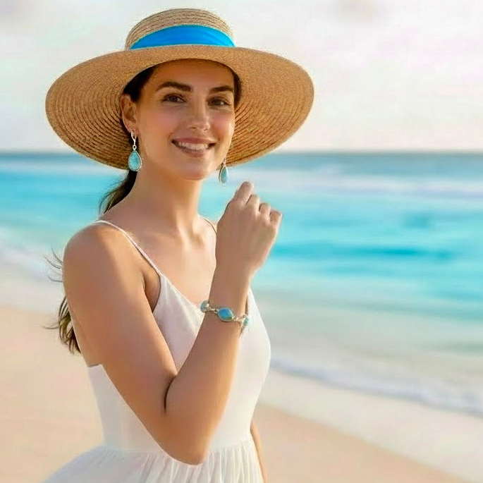 Larimar Sterling Silver Bracelet – Ocean Blue Caribbean Gemstone Jewelry