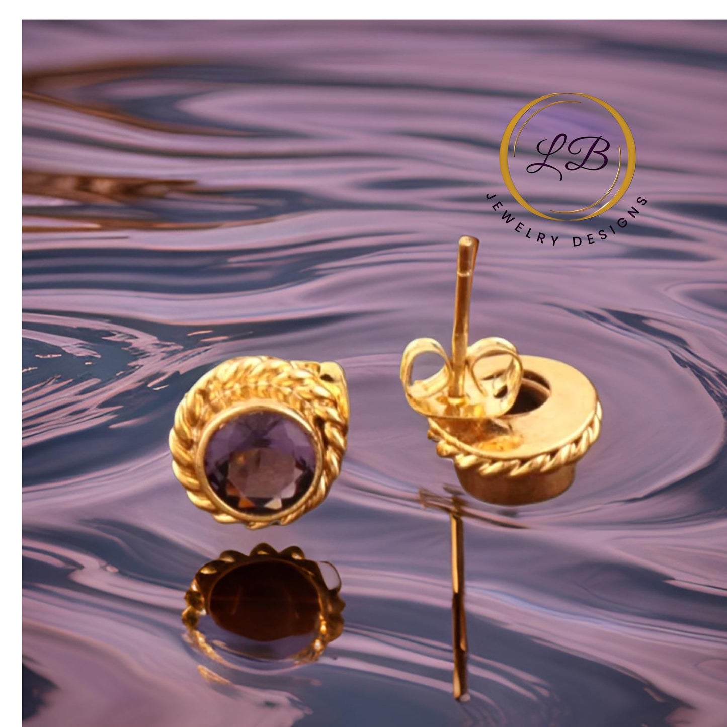 Petite Purple Amethyst Gold Vermeil Studs