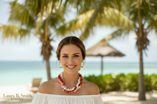 Triple-Strand Coral Statement Necklace - Red, Pink & White Natural Sapling  Coral