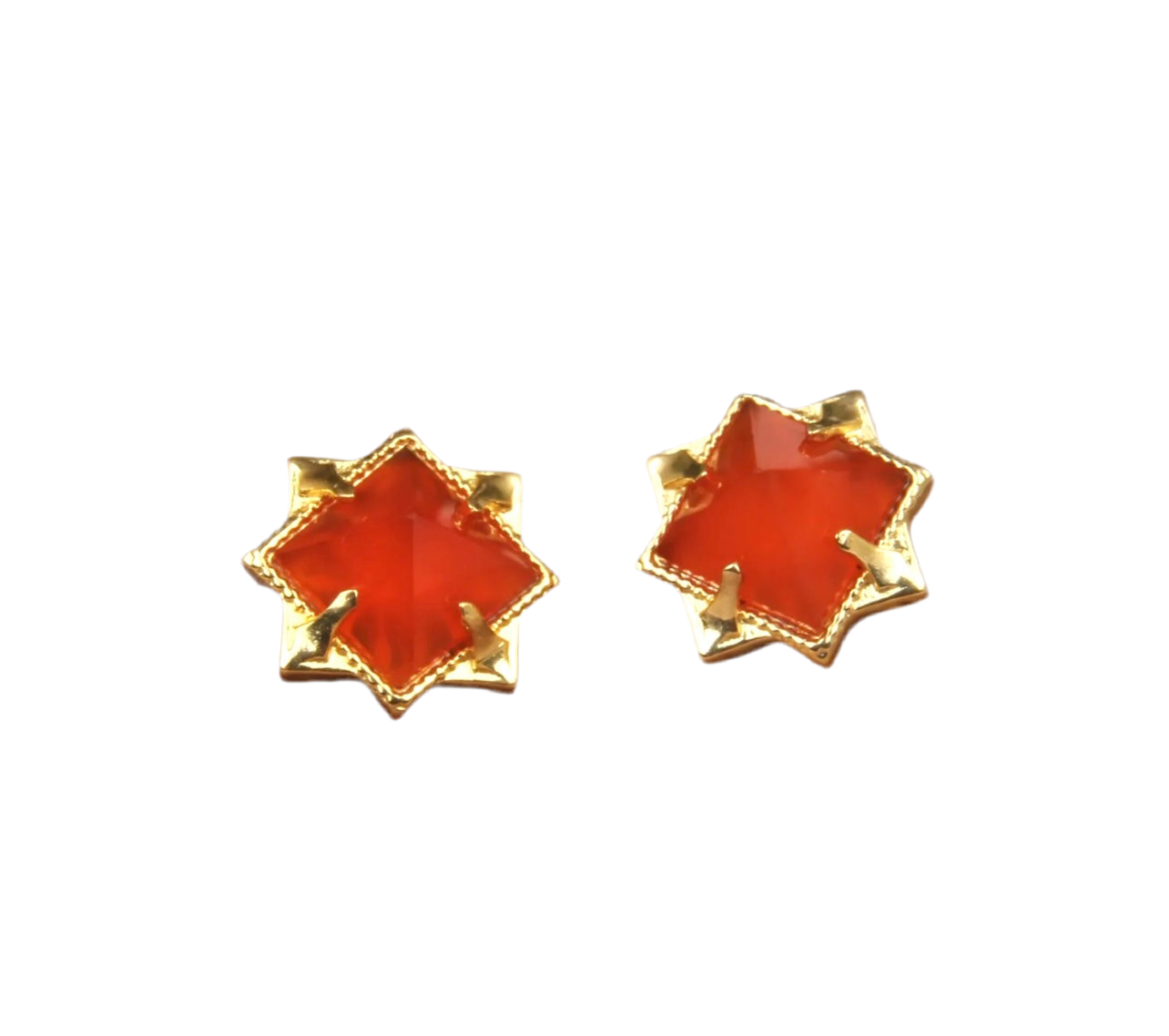 Orange Carnelian Pyramid Stud Earrings