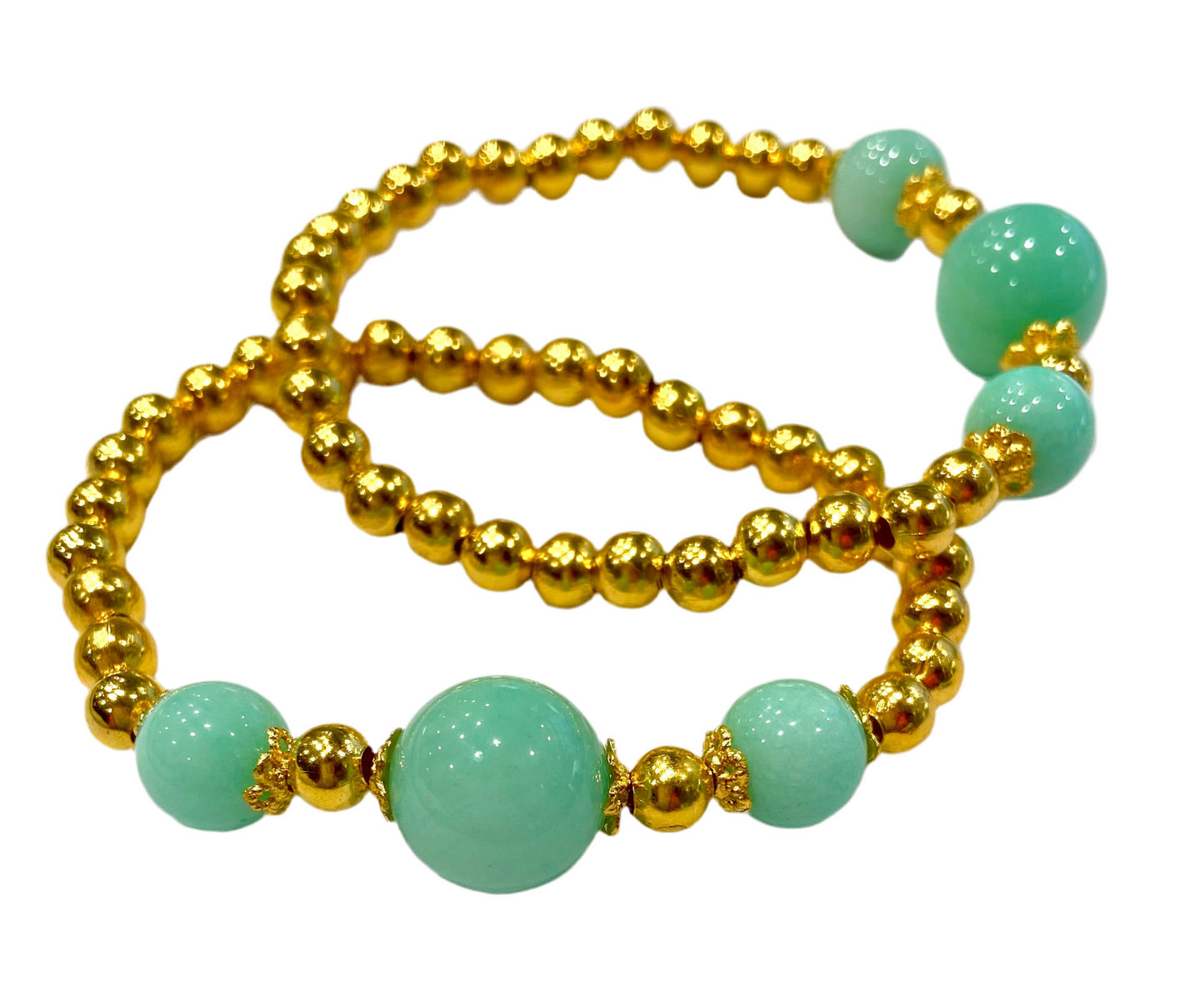 Green Amazonite Gemstone Gold-filled Beaded Bracelet