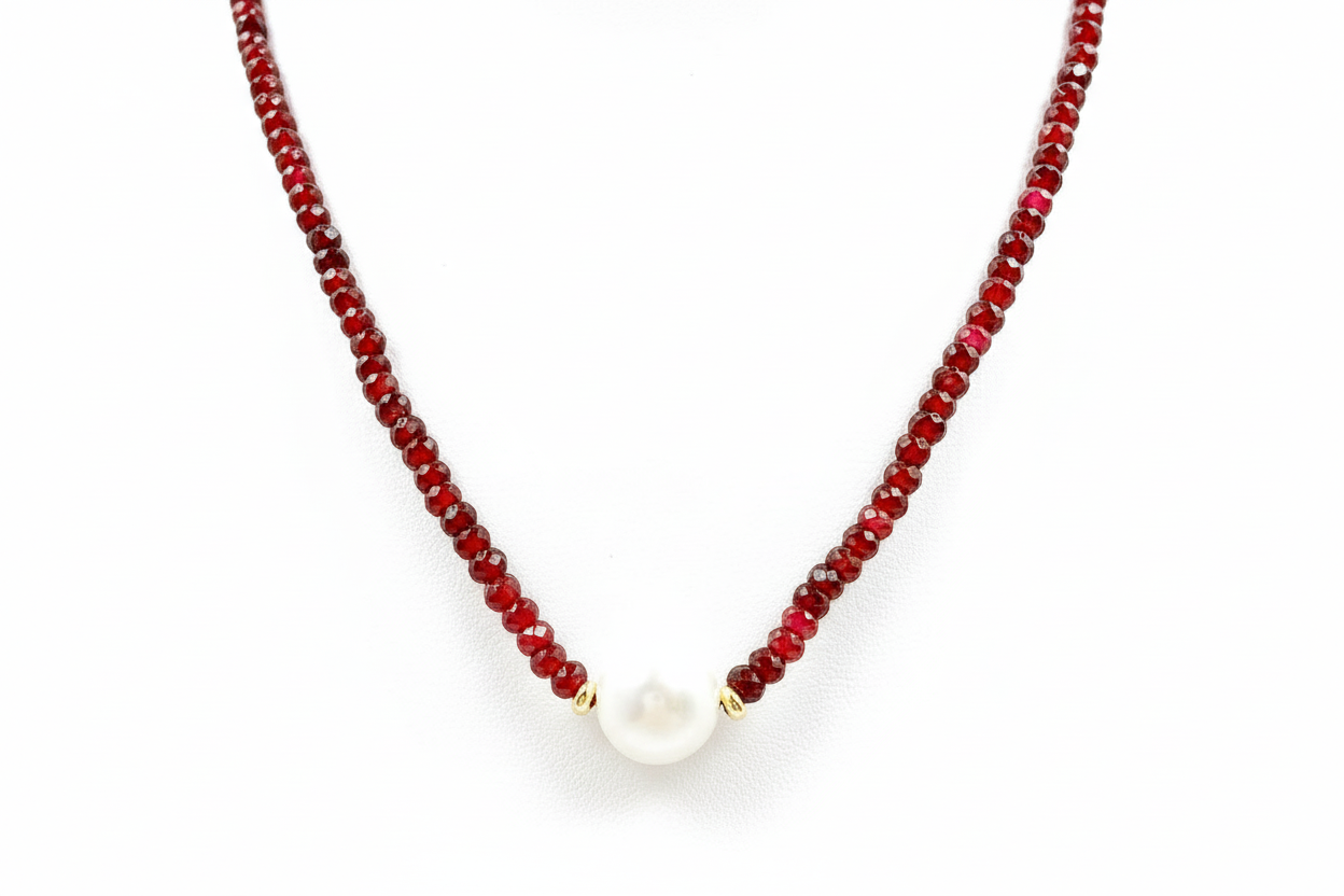 Ruby Spinel Gemstones 18" Necklaces - Three Variants