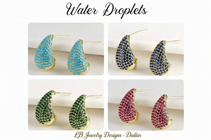 Gold Pavé CZ Water Drop Statement Earrings – 14K Gold Plated Crystal Teardrop Earrings