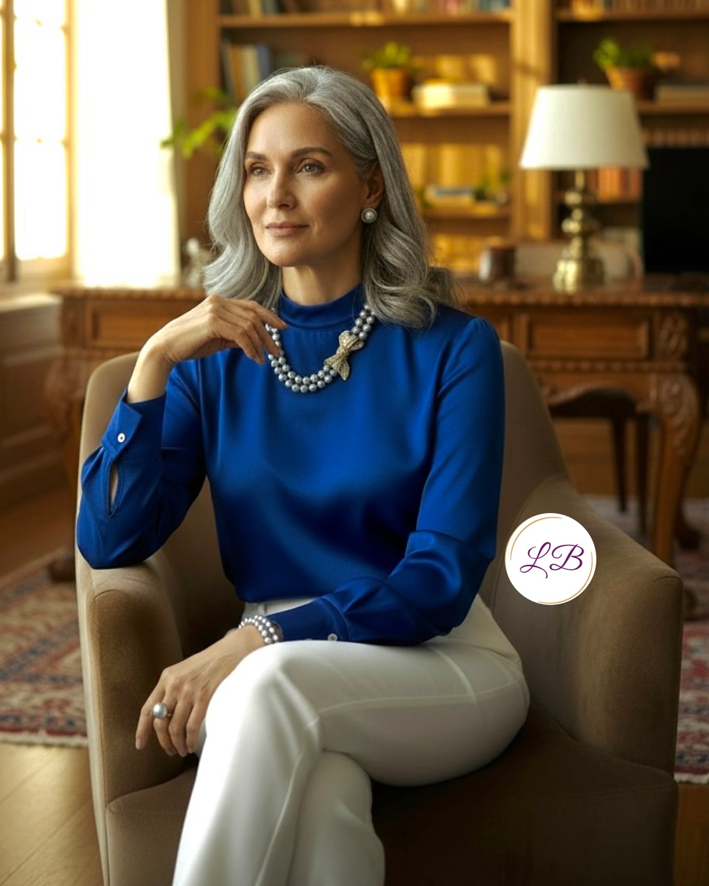 Luminous Gray Pearl Gold Pave Bow Necklace 20"