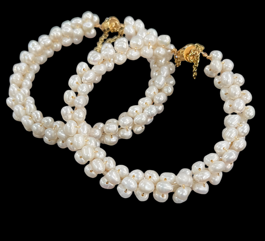 Freshwater Pearl Bangle Bracelet with Magnetic Clasp