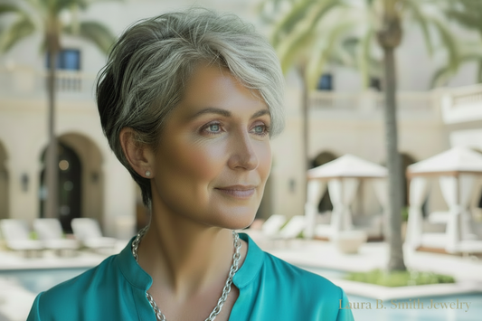 Matte Silver Rolo Chain Toggle Necklace - Statement Layering Chain