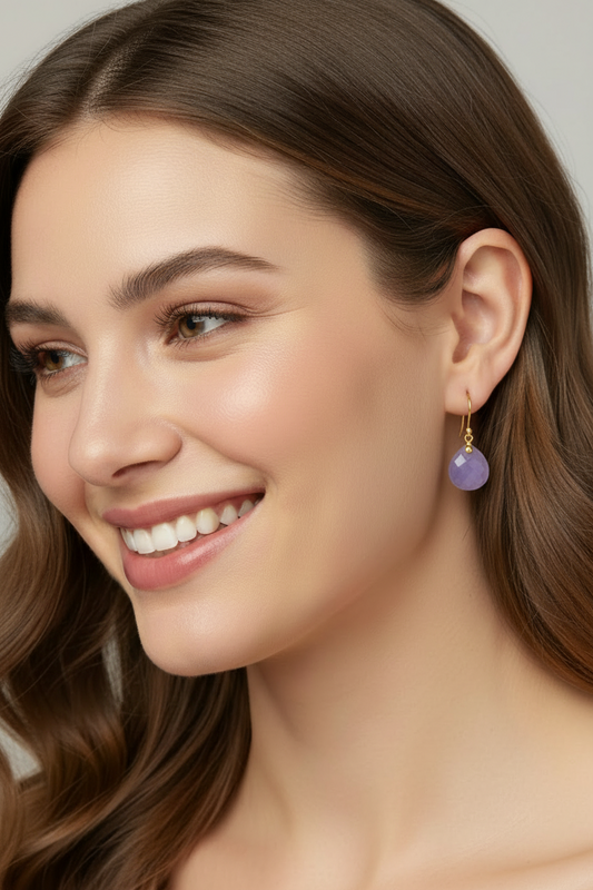 Light Purple Chalcedony Dangle Earrings
