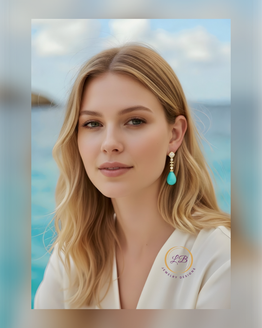 Sleeping Beauty Turquoise Dangle Earrings 1.8”