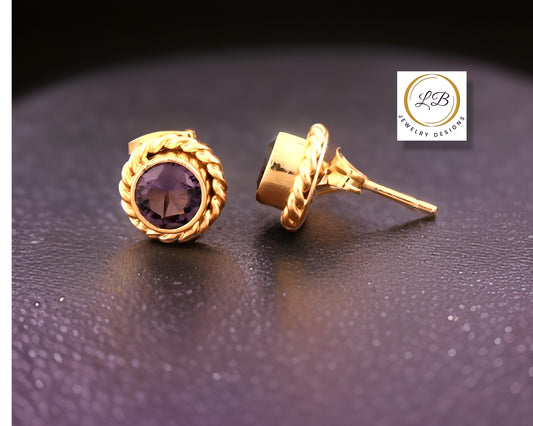 Petite Purple Amethyst Gold Vermeil Studs