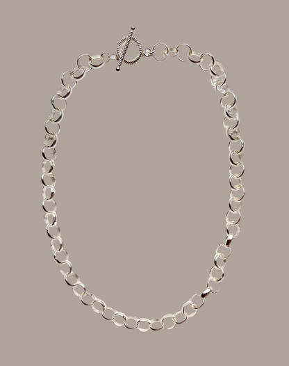 Matte Silver Rolo Cable Chain 10mm Toggle Chain Necklace 18”