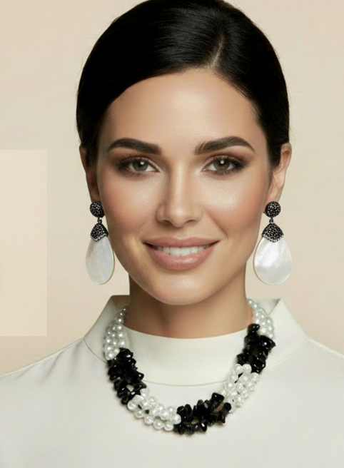 Capri Noir Pearl & Black Onyx Statement Necklace – Luxury Resort Jewelry