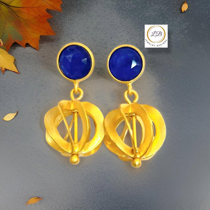 Blue Chalcedony Gold Vermeil Filigree Dangle Earrings