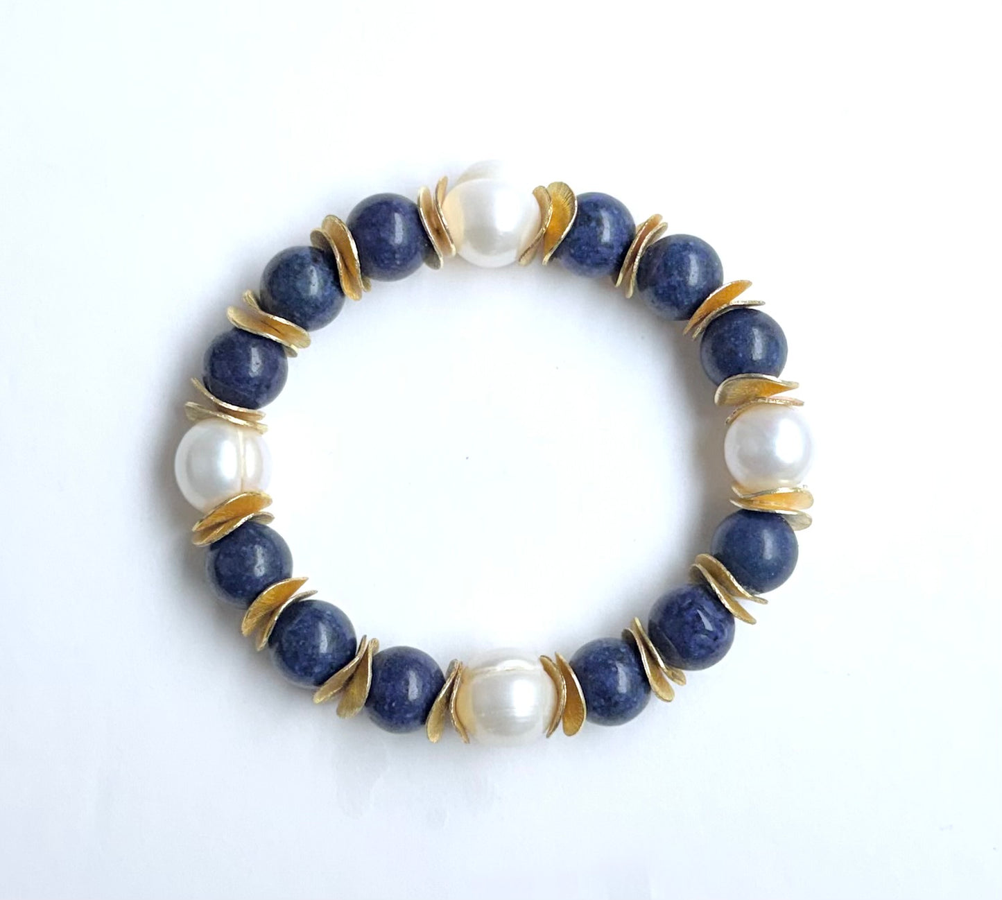 Lapis Lazuli & Pearl Beaded Bracelet
