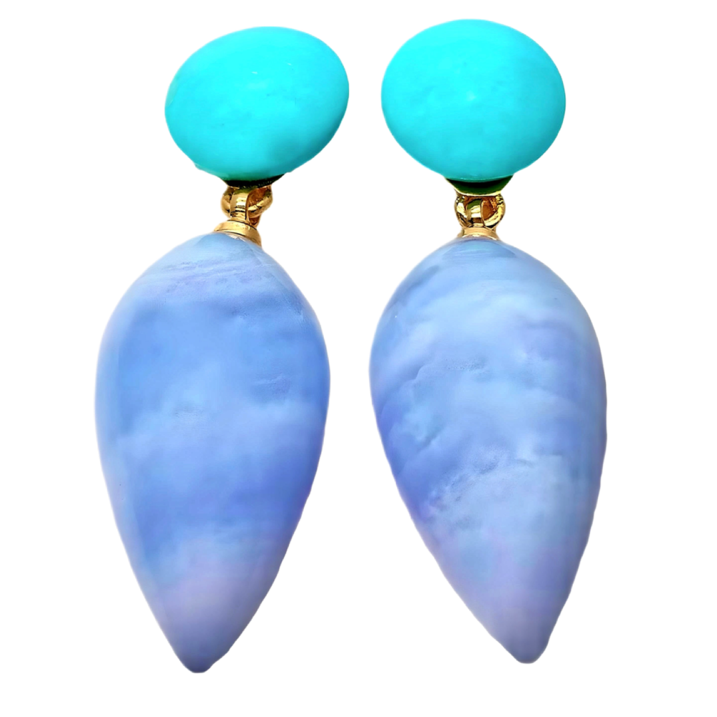 Turquoise & Blue Lace Gemstones Stud/Drop Earrings 1.2”