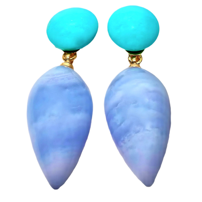 Turquoise & Blue Lace Gemstones Stud/Drop Earrings 1.2”