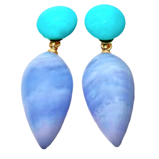 Turquoise & Blue Lace Gemstones Stud/Drop Earrings 1.2”