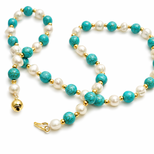 Amalfi Pearl & Turquoise Necklace – Coastal Luxury Collection