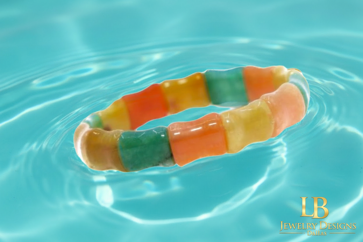 Multicolor Bamboo Gemstone Bracelet – Jade, Carnelian, Agate & Moonstone