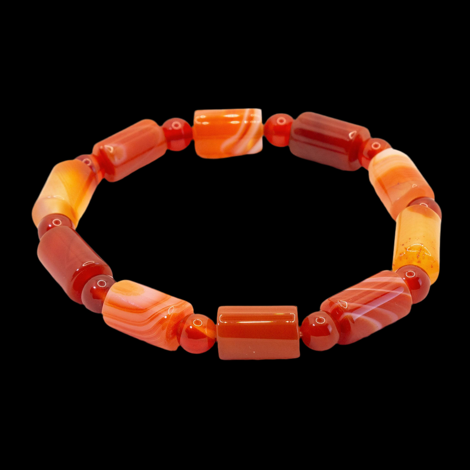 Orange Carnelian Gemstone Beaded Bracelet