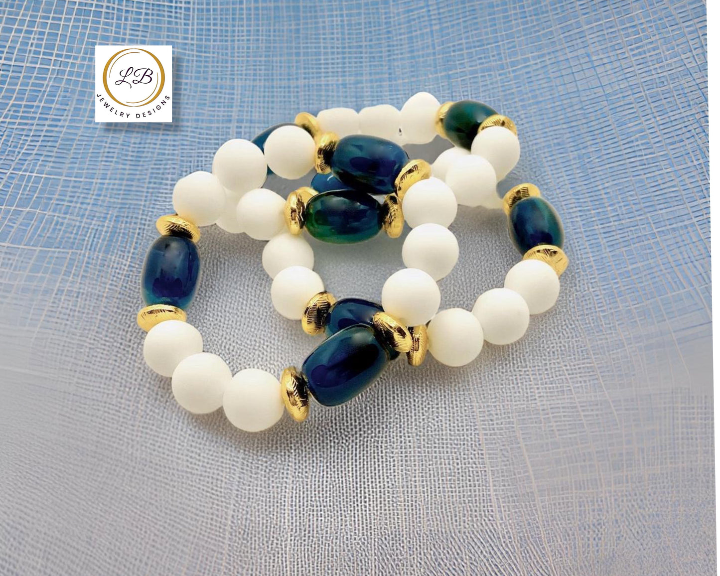 Alabaster & Apatite Gemstone Beaded Bracelet